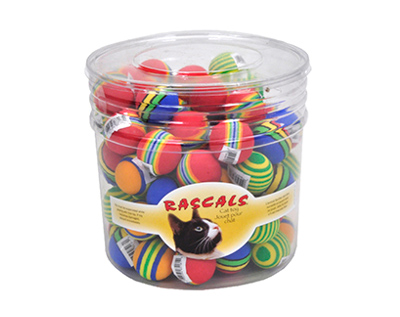 JUGUETE GATO RASCALS CANASTA PELOTA ARCOIRIS X 80 ITEMS