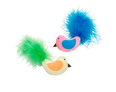 Juguete Gato Lil Pals Pajaros Con Plumas